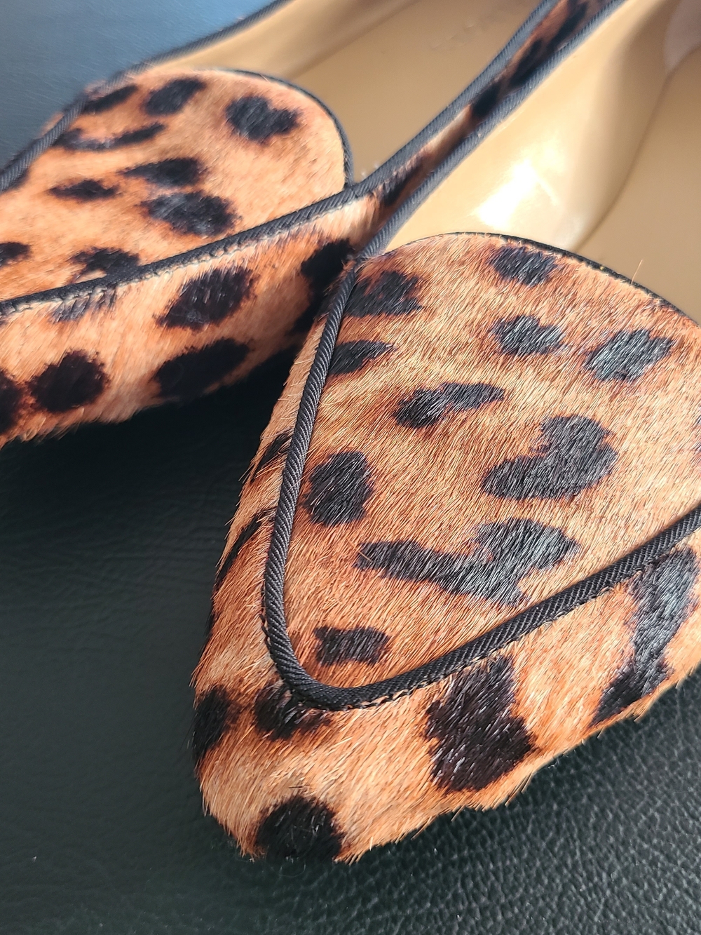 Talbots Leopard-Print Calf Hair Pointed Flats Loafers - Picture 7 of 11